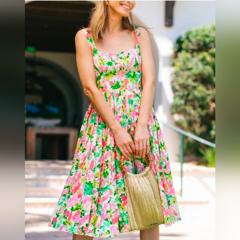 NWT Tuckernuck Fiora Floral Pleat Dress Midi Sz 4